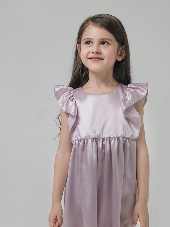 19 Momme Girls Nice Silk Nightgown With Ruffles